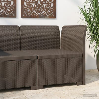 vidaXL - Eén-zits - Tuin - Sofa - Rieten - Look - PP - Lichtgrijs