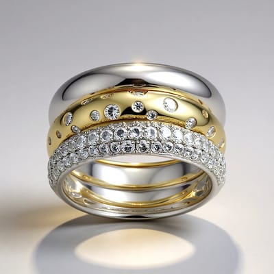 Cavill - Zilveren ring dames - 925 Sterling zilver met 1,053 ct Nigeriaanse zirkonen - pavé gezet, elegant, goudaccenten, stijlvol sieraad