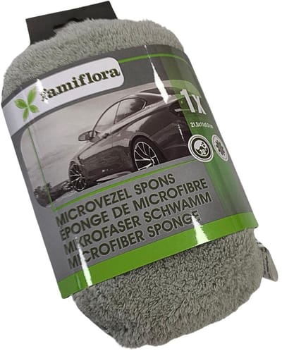 Famiflora microvezel spons - Carwash toebehoren - 21,5 x 11 x 5,5 cm - Superzachte microvezels verwijderen vuil voorzichtig zonder krassen zodat lak beschermd blijft