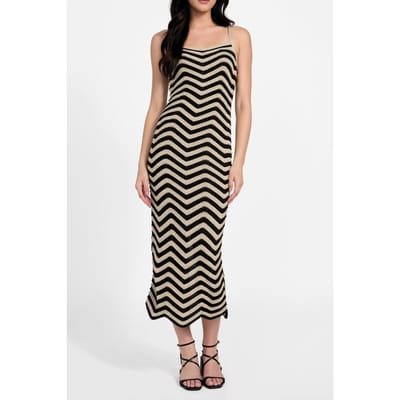 GUESS Sl Vera Chevron Lace Natural/jet Black Mu Taglia: XS | Abiti Midi Outlet | Donna | Nero