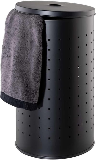Wasmand met Deksel en Luchtgaten - RVS - Zwart - 37 L - Ø 29 cm - 54 cm Hoogte