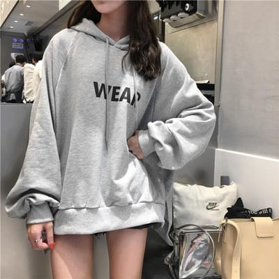 Herfst Nieuwe Koreaanse Dames Losse Casual Hooded Sweatshirt met Letter Dun Studentenjack 2XL grijs