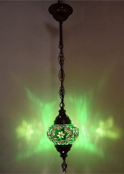 Turkse hanglamp - mozaïek bol 12 cm groen - 1 stuk - handgemaakt en veilig