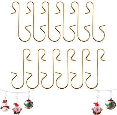 12 stuks - Kerstdecoratie S-haak - Kerstbal Kerstboom S-haak - Kerstsok S-haak - 30 mm - Goud - Hoogwaardige kerstdecoratiehaak voor kerstboomversieringen - Kerstdecoratiehaak Klein met kerstversiering