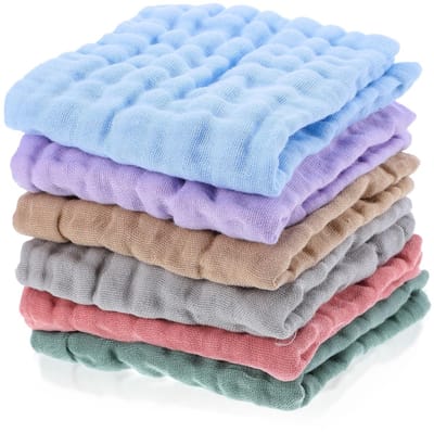 Dailygoods- Babywashandjes 6 Stuks - Zachte Mousseline - Biologisch Katoen - 25 x 25 cm - Absorberend - Uniseks - Spuugdoeken