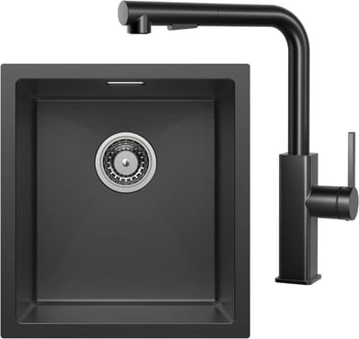 CECIPA max Spoelbak Antraciet 40x44CM - Spoelbak Keuken Met Keukenkraan - Spoelbakken Keuken - Wasbak Keuken - RVS