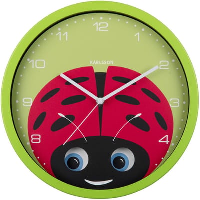 Karlsson Wandklok Peekaboo Ladybug - Groen - 30.8x4.5x30.8cm - Wandklok Scandinavisch