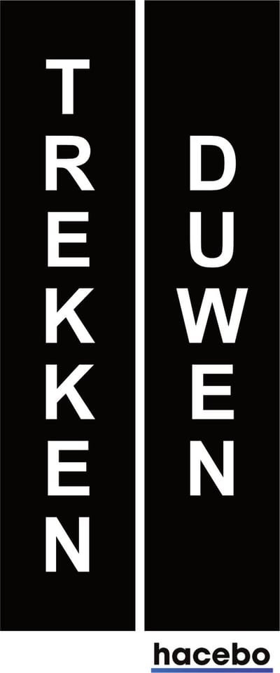 Deursticker Set Duwen Trekken Verticaal - 14x3 cm - Set van 2 stuks - Zwart met witte tekst - Push en Pull - UV en Waterproof