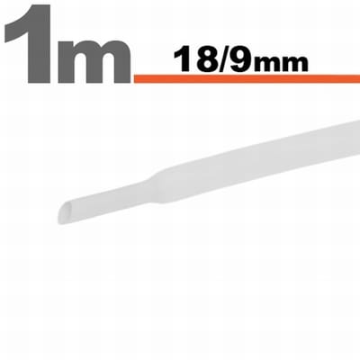 5× 1 Meter Krimpkous Wit 18 / 9 mm – 5 Stukken Van 1 Meter – Warmtekrimpbuis Voor Isolatie En Bescherming – Geschikt Voor Kabelbundels, Elektrische En Industriële Toepassingen [11026W]