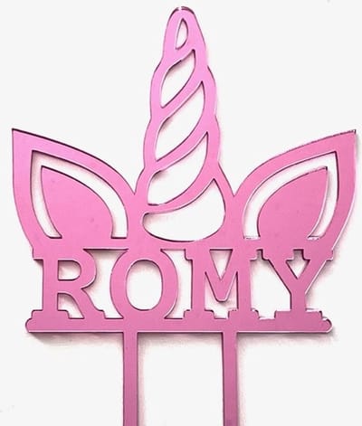 Cake topper | Taartdecoratie | Taart topper | gepersonaliseerd | unicorn | eenhoorn | plexiglas | 12x12 cm excl de stokjes