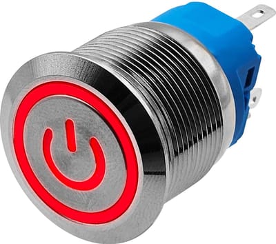 ProRide Metalen Drukschakelaar 12V ON-OFF - 22mm - Aan/uit schakelaar - Spatwaterdicht - 12V/24V - LED Indicatie Rood