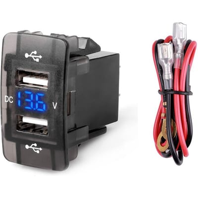 44x26mm 4.2A Dual Port Toma Snelle Telefoon 12V 24V Oplader Met LED Voltmeter Auto USB ingebouwde Socket Adapter Oplader with LED Volmeter gray