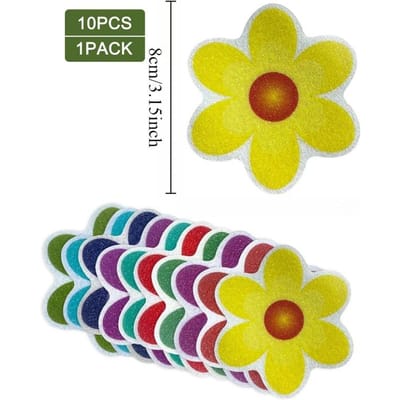 10 stuks Badkamer Peva Antislip Stickers Kleurrijke Bloemen Badkuip Antislip Stickers Douchevloer Antislip Stickers yellow