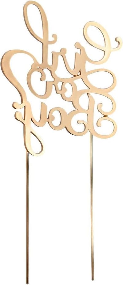 Cake Topper Meisje of Jongen - Verjaardagstaart Decoratie voor Baby Feestjes met Gouden Accenten