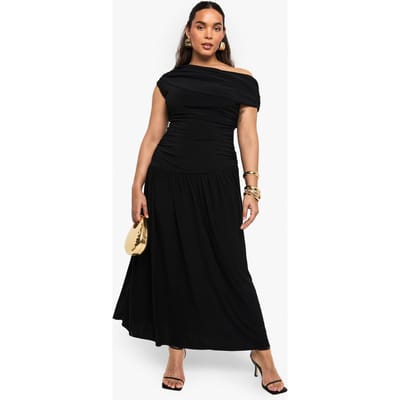 boohoo Dames Plus Dubbele Laag Geruched Maxi Jurk | Zwart | Maat: 44