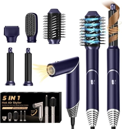 Haarstyler Set - Hot Air Brush - Dagelijks Haar Stylen - 5-in-1 Functionaliteit - 35 x 17 x 8 cm