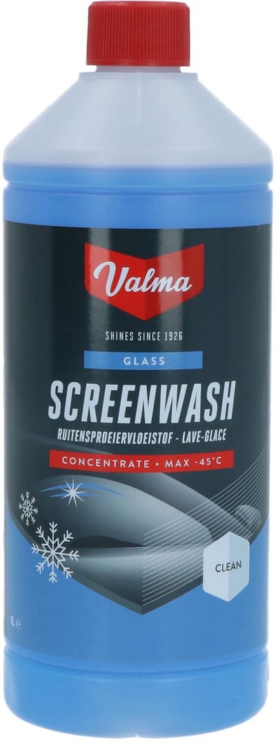 Valma Ruitensproeiervloeistof - Antivries - Concentraat - Beschermd tot -45°C - 100% vrij van Methanol - 1 Liter
