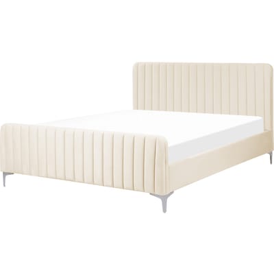 LUNAN - Tweepersoonsbed - Lichtbeige - 160 x 200 cm - Fluweel