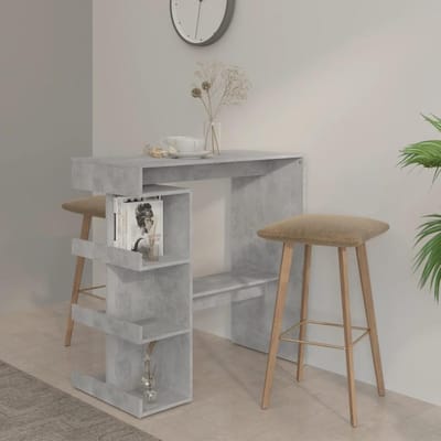 Bartafel met Opbergrek - Hoge Tafel Bistro - Kleine Ruimtes - Met Voetensteun - 100 x 50 x 1015 cm