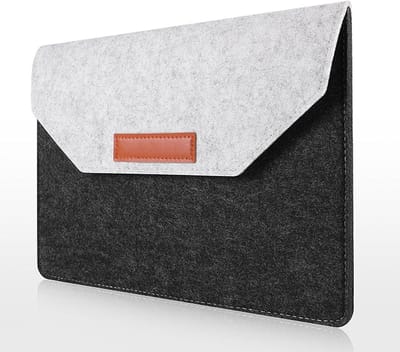 Thijox - Ultradunne Laptophoes 13,3 inch - Schokbestendige Vilten Tas voor MacBook Pro 14/13, Air 13, Surface Book, Dell, HP - Grijs/Zwart met Telefoo