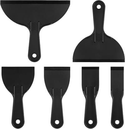 6 stuks set kunststof spatels, 6 maten herbruikbare spatel, schraper, kitmes, gereedschap, plamuurmes voor 3D-printerhars, verwijderen, patchen (zwart)