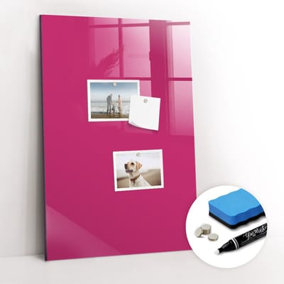 Tulup Whitebord - Kleur Magenta Magneetbord - 40 cm x 60 cm - Magnetic Board - Decoratief Magnetisch Bord - Memobord Keuken - Inspiratiebord Kantoor - Inclusief Gratis Magneten & Marker & Spons - Magneetbord Keuken - Magnetisch Wandbord
