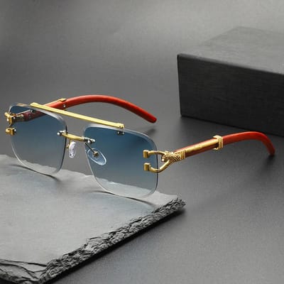 Nieuwe Luipaardkop Houtnerf Zonnebrillen voor Dames Heren Dubbele Brug Afwerking UV-Bescherming Mode Kleuren gray