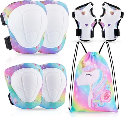 Kinderen Beschermset - Valbescherming - Buitensporten - Uniek Eenhoorn Design - 7 Delig - Regenboog