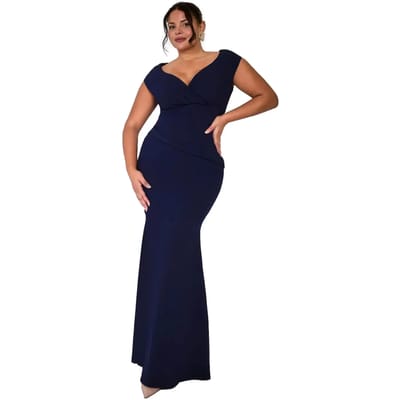 Damesjurk met plooi Goddiva Bardot Maxi
