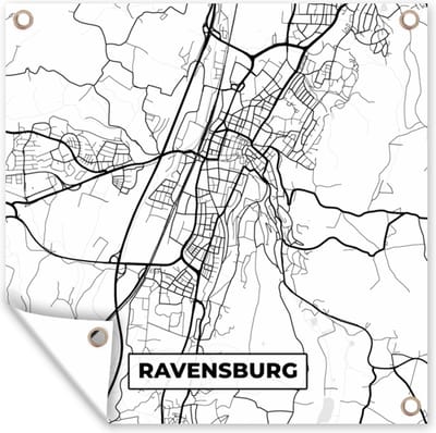 Tuin poster Ravensburg - Plategrond - Stadskaart - Kaart - 200x200 cm - Plattegrond - Tuindoek