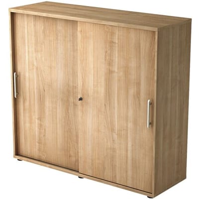 Schuifdeurkast, 3 ordnerhoogten, B 1200 x D 400 x H 1100 mm, notenhoutpatroon