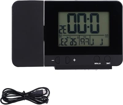 Projectie Wekker - Digitale Klok - Wakker Worden - USB Laadpoort - 10W x 6H cm - Zwart
