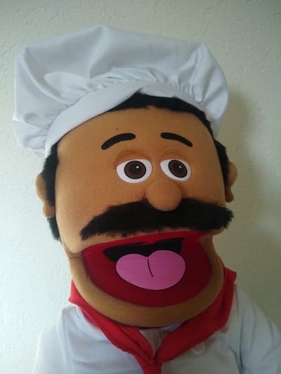 Sillypuppets - Handpoppen - Chef Luigi 60cm - Pizzabakker - Banketbakker - Chefkok - Poppentheater