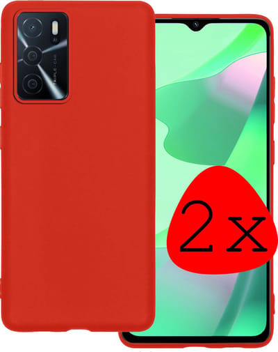 Hoesje 2 Stuks - Geschikt voor OPPO A16 - Sterk & Shockproof - Case Siliconen - Back Cover - Telefoon Hoes - Rood