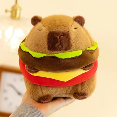 20cm Capybara Pluche Speelgoed Hamburger Vorm Zacht Schattig Dier Cadeau voor Alle Leeftijden Vakantiecadeau