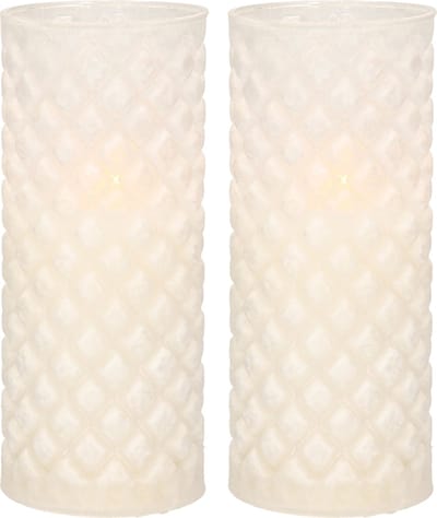 2x stuks luxe led kaarsen in glas D7,5 x H17,5 cm - met timer - Woondecoratie - Elektrische kaarsen