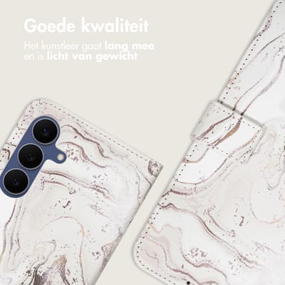 imoshion Hoesje - Geschikt voor Samsung Galaxy S25 FE - Design Bookcase smartphone - Sandy Marble