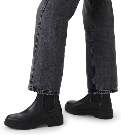 Manfield - Dames - Zwarte leren chelsea boots - Maat 37