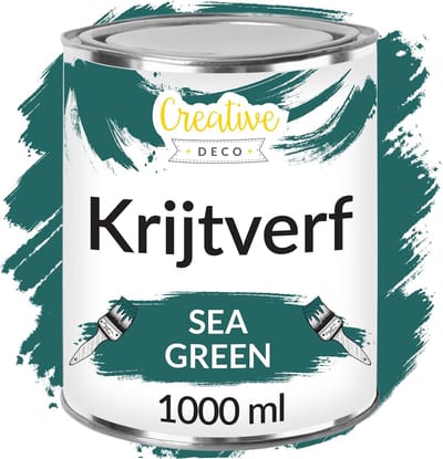 Creative Deco 1000 ml Zeegroen Krijt-Verf | Mat en Wasbaar | Perfect voor Renovatie, Decoratie en Decoupage van Meubels | Egen en Gradient Effect Mogelijk