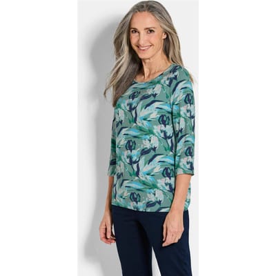Jersey shirt met bloemenmotief - marine / gedess. - Gr. 21 van Goldner Fashion
