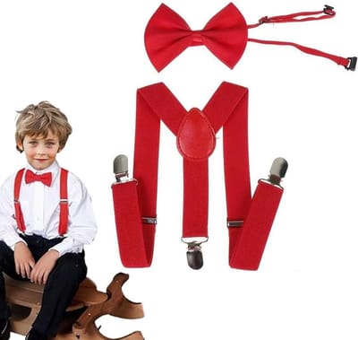 Verstelbare Y-vormige Schouderbanden met Strik voor Kinderen - Rood, Ideaal voor Feestjes en Speciale Gelegenheden