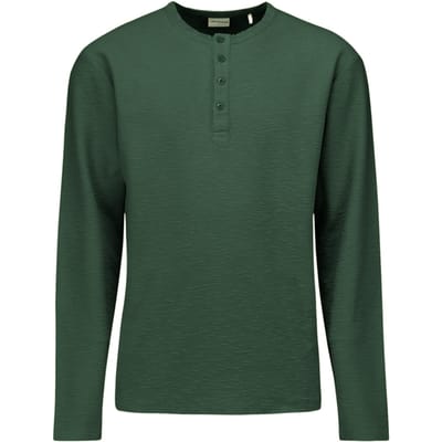 No Excess T-Shirt Long Sleeve Granddad Slub Melange Dark Green  2XL