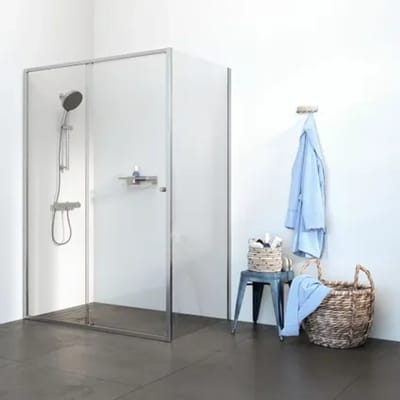 Sealskin - Douchedeur + Zijwand Contour 120 X 200cm - Geborsteld Staal Profiel - 6 Mm Helder Glas