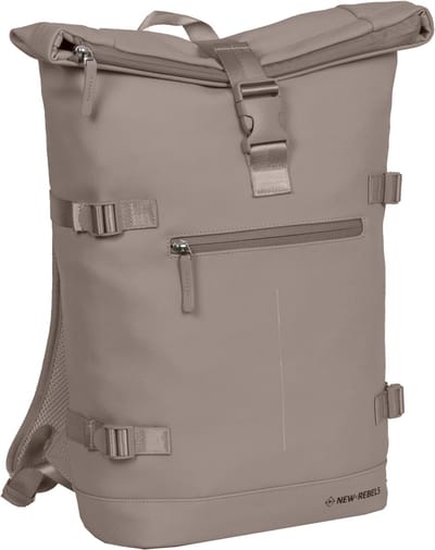 New Rebels Riverside Unisex 19L Taupe Rugzak - Schoolrugzak Rolltop - Waterafstotende Rugzak - Polyurethaan Materiaal - Comfortabel en Stijlvol Ontwerp - Weerbestendig Ontwerp