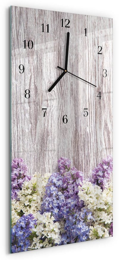 Tulup Wandklok - Lila Moderne Wandklok Glas - 30x60 cm - Veelkleurig Wandklok Glas Decoratie - Zwarte Handen - Rechthoekige Wandklok - Wandklok Glas Met Motief - Decoratieve Glazen Klok