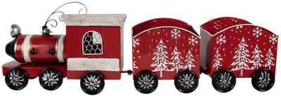 Clayre & Eef Kerstdecoratie Beeld Trein 64x13x21 cm Rood Metaal