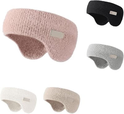5-delige slaapgeluidsisolerende oorkappen - Slaapgeluidsreducerende hoofdband - Warme winteroorkappen - Geluidsreducerende oorkappen - Slaapmasker - Verdikte gebreide oorkappen - Geschikt voor fietsen en slapen -