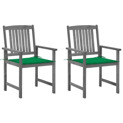 vidaXL - Tuinstoelen - 2 - st - met - kussens - massief - acaciahout - grijs