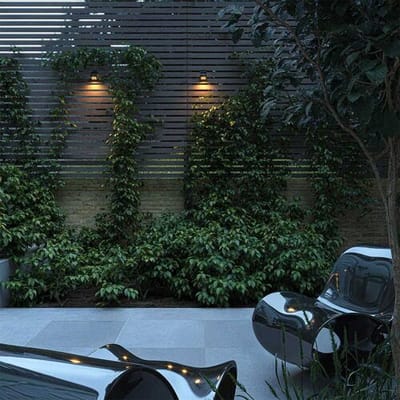 Set van 2 Rhodes Solar Wandlampen Up & Down - met Bewegingssensor - 1.5W - 3000K Warm wit - 2 lichtstanden - IP65 waterdicht - Wandlamp Schutting - Zwart