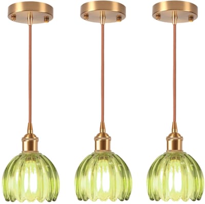 Set van 3 Hanglamp van Glas Vintage Kroonluchter voor Woonkamer Slaapkamer Keuken Groen